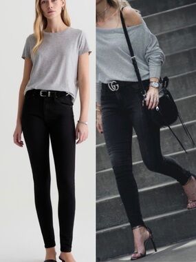 AG Adriano Goldschmied Farrah Skinny Ankle High Rise Jeans  Super Black Wash Y2K